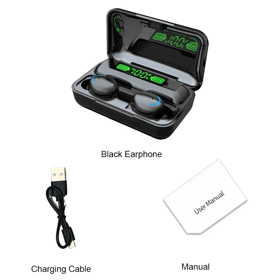 F9 TWS Wireless Bluetooth Earbuds – Waterproof Headphones with Digital Display Case