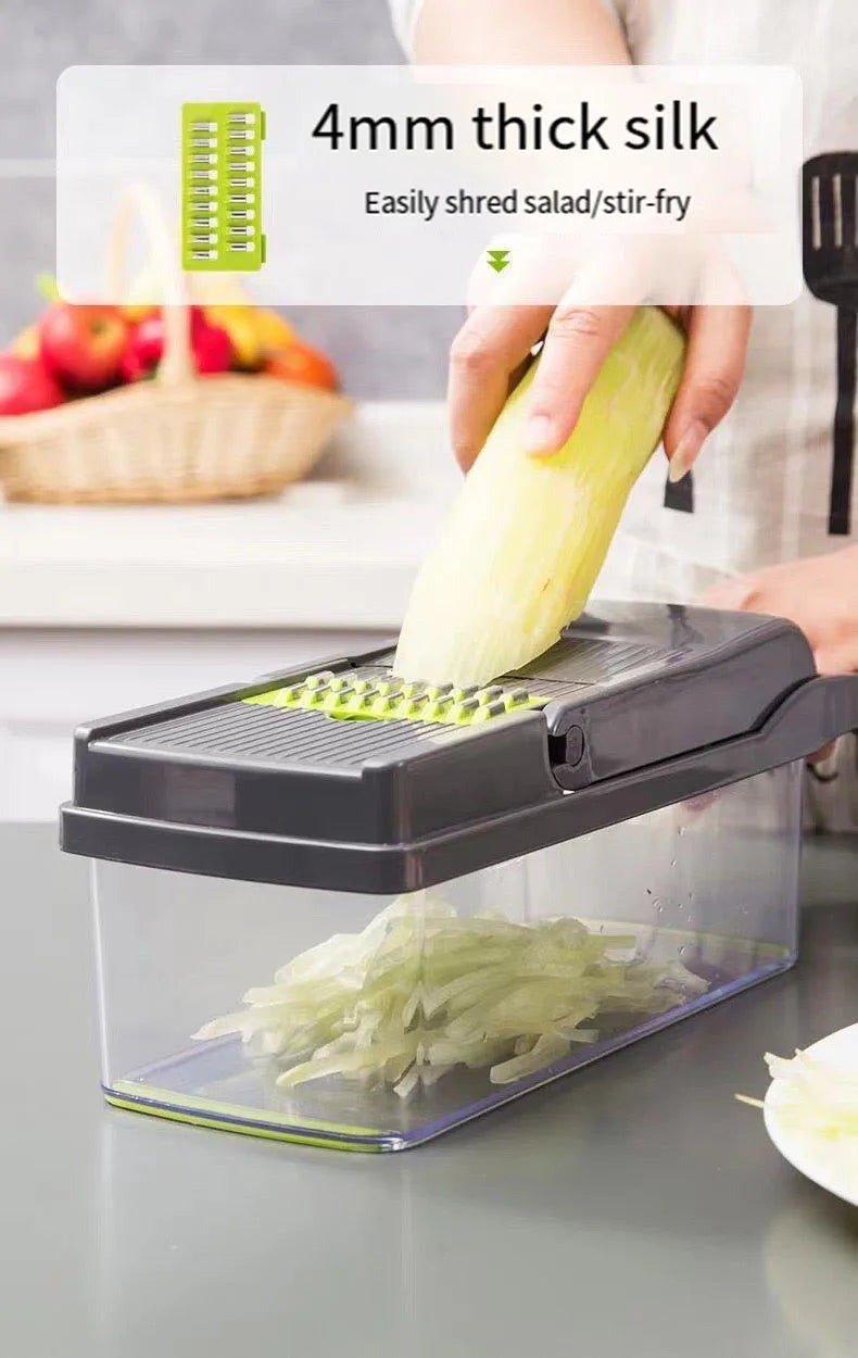 14/16 IN 1 Multi-Function Vegetable Food Chopper – Slicer, Grater, Cutter, Shredder Kitchen Tool for Tomato, Carrot, Cheese, Onion & More