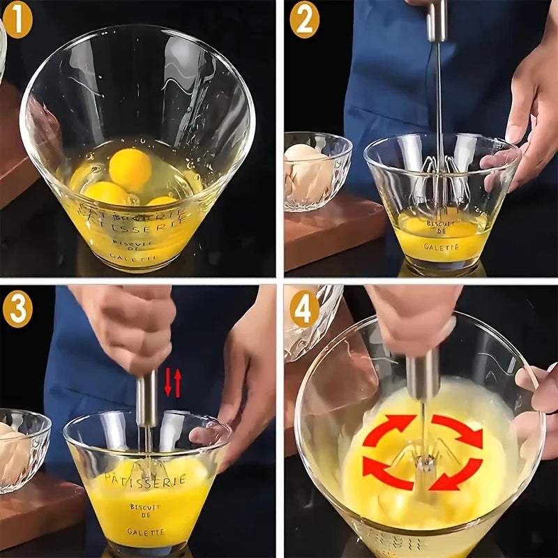 Stainless Steel Egg Beater – Durable Semi-Automatic Mixer for Effortless Egg, Cream Mixing & Beating