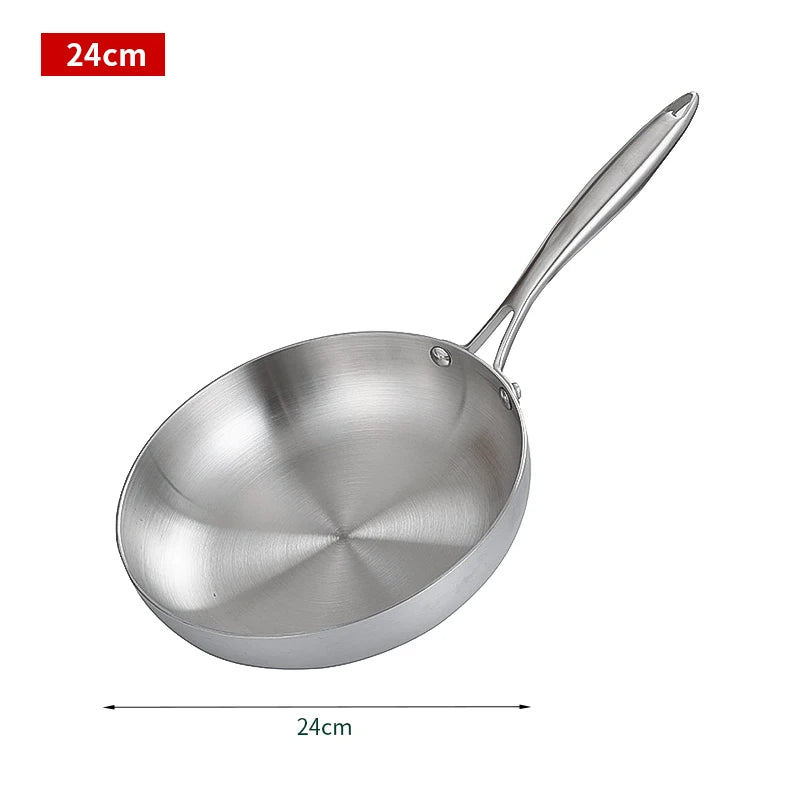 304 Stainless Steel Frying Pan – Uncoated Non-Stick Cookware for Gas & Induction Stoves