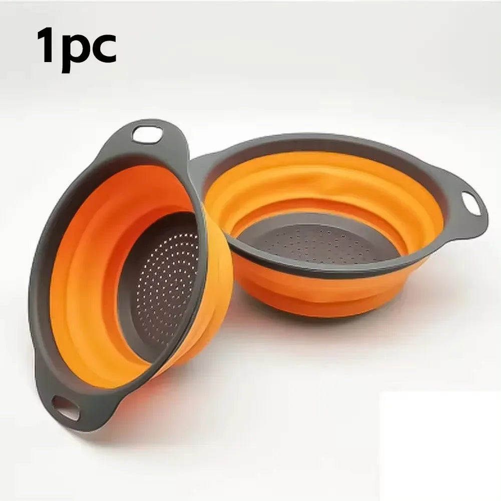 Silicone Folding Drain Basket – Foldable Fruit & Vegetable Washing Basket, Collapsible Kitchen Strainer & Storage Tool