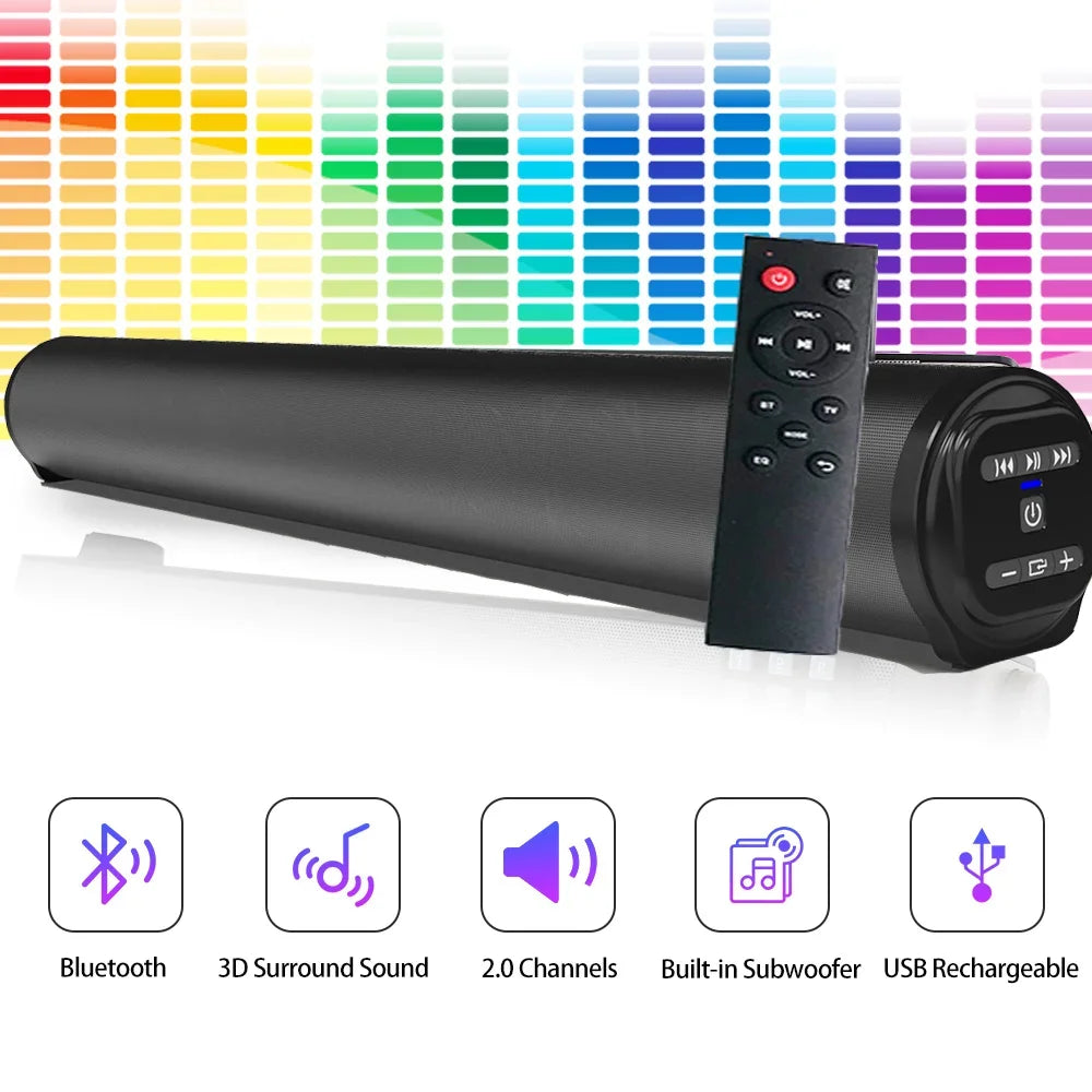 Super Powerful Wireless Bluetooth Sound Bar with Subwoofer & FM Radio