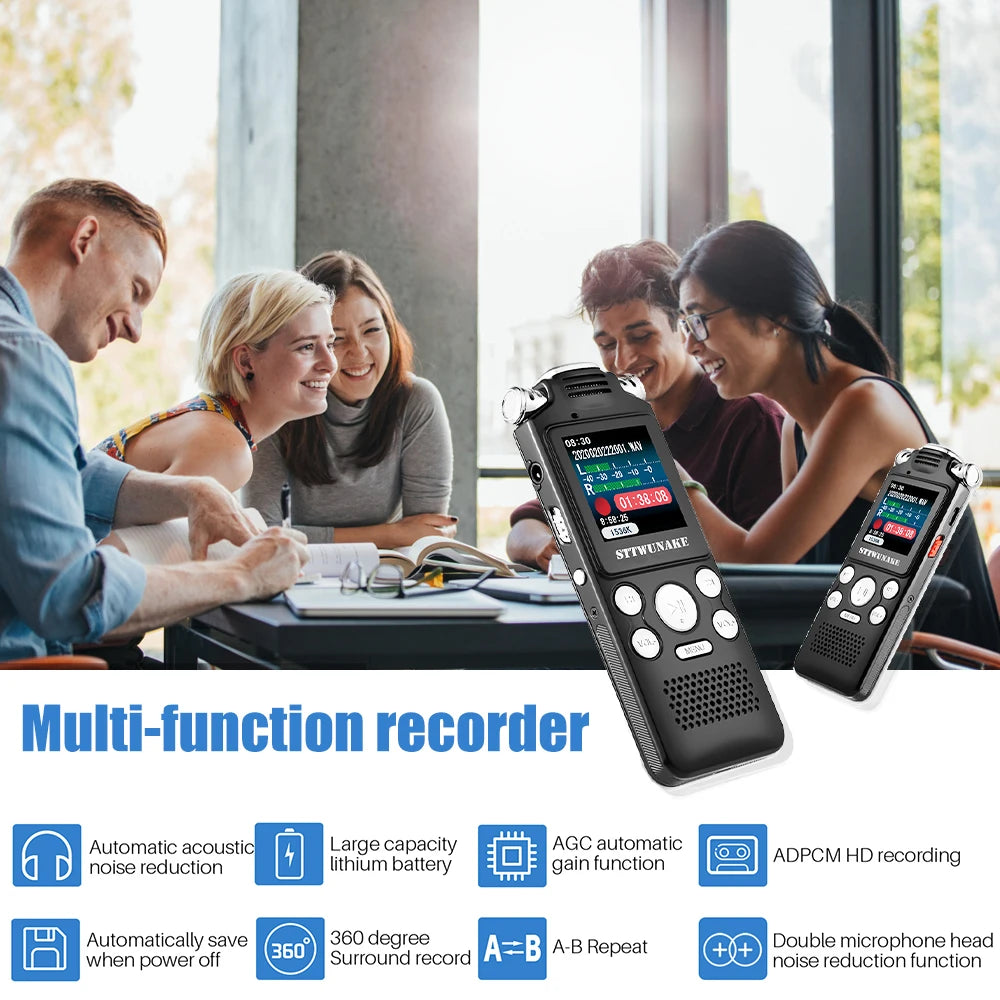 Professional Voice Activated Digital Audio Recorder – 8GB/16GB/32GB, Noise Cancelling & PCM Support