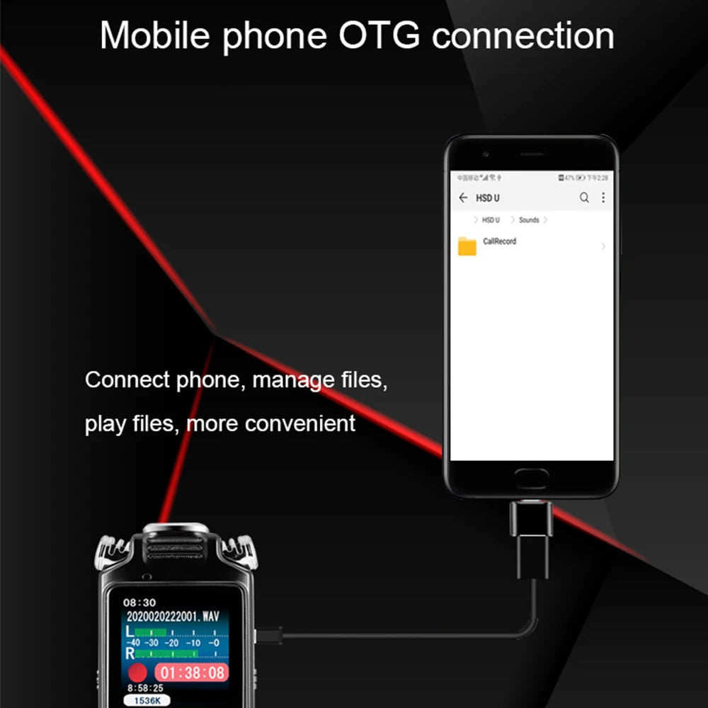 Professional Voice Activated Digital Audio Recorder – 8GB/16GB/32GB, Noise Cancelling & PCM Support