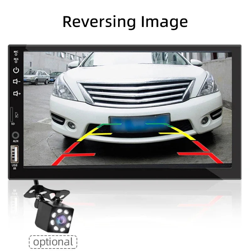 Hippcron 7" 1-DIN Car Stereo – CarPlay, Android Auto, Bluetooth, MP5 with Rear Camera Support