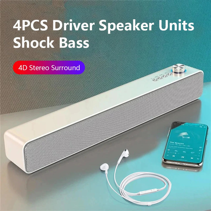 Original Bluetooth Subwoofer Soundbar – Wireless TV & Computer Speaker