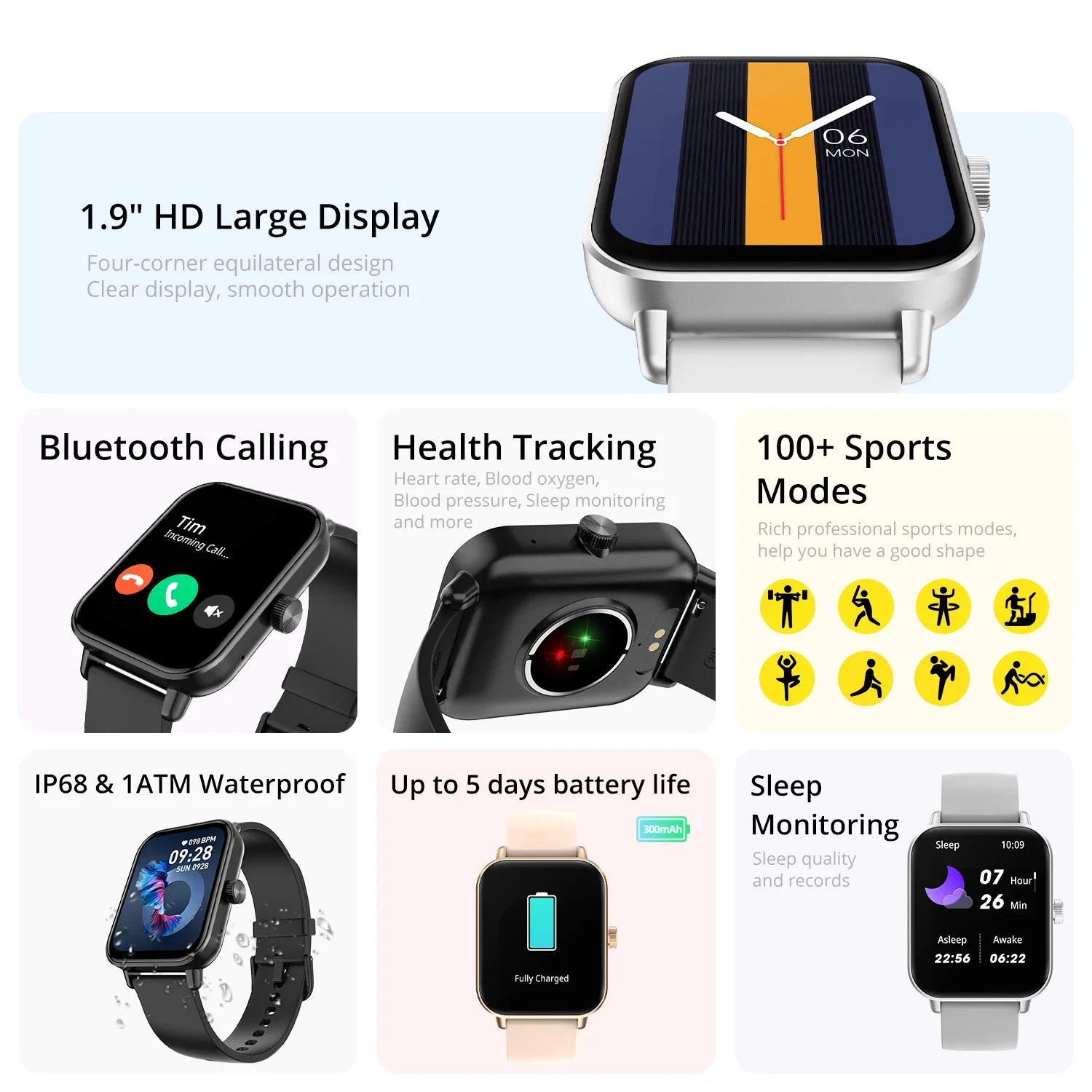 COLMI P81 Smart Watch – 1.9" Screen, Voice Calling & 24H Health Monitor