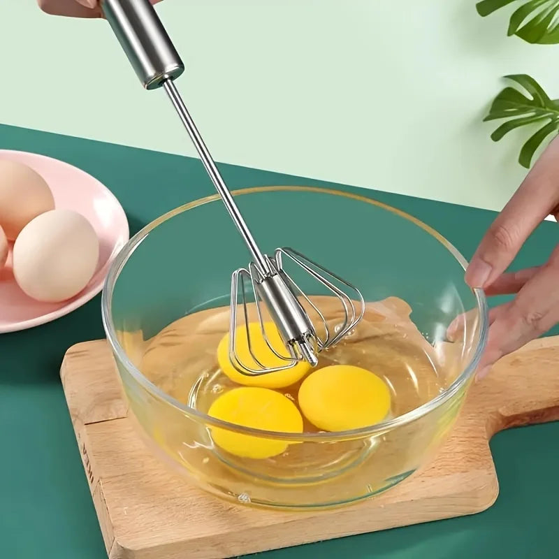 Stainless Steel Egg Beater – Durable Semi-Automatic Mixer for Effortless Egg, Cream Mixing & Beating