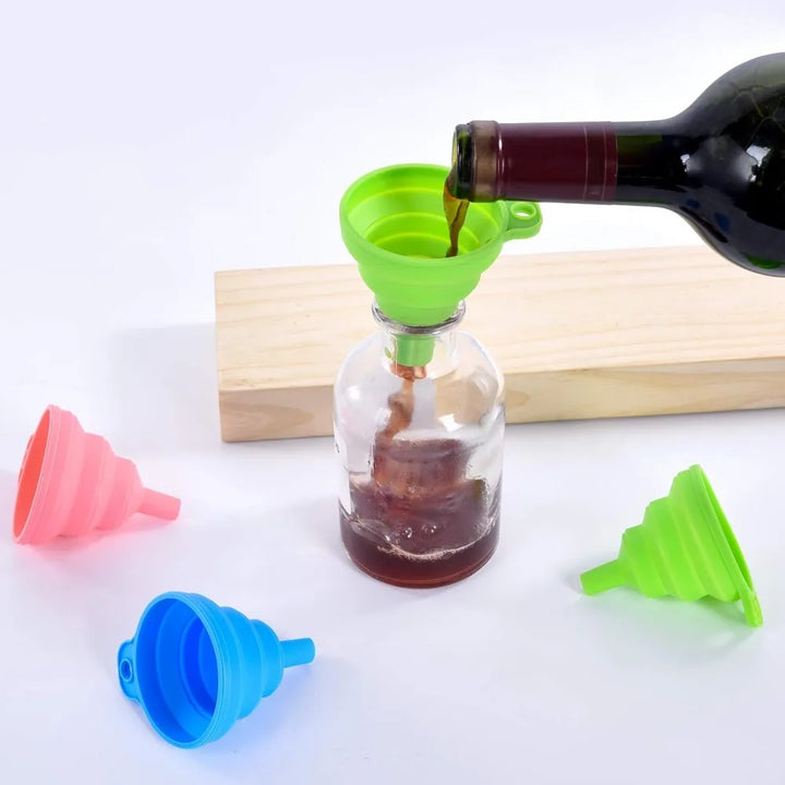 Silicone Collapsible Funnel Set – 3-Piece, Food-Grade, Foldable for Kitchen Use
