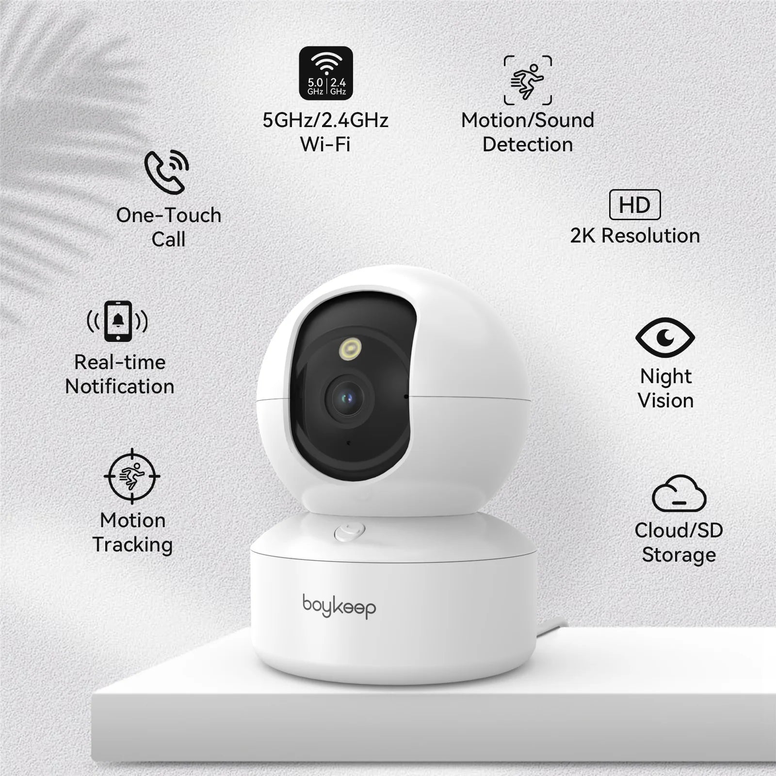 BoyKeep 3MP WiFi Baby Monitor – 5G/2.4GHz, Auto Tracking, 24/7 Surveillance