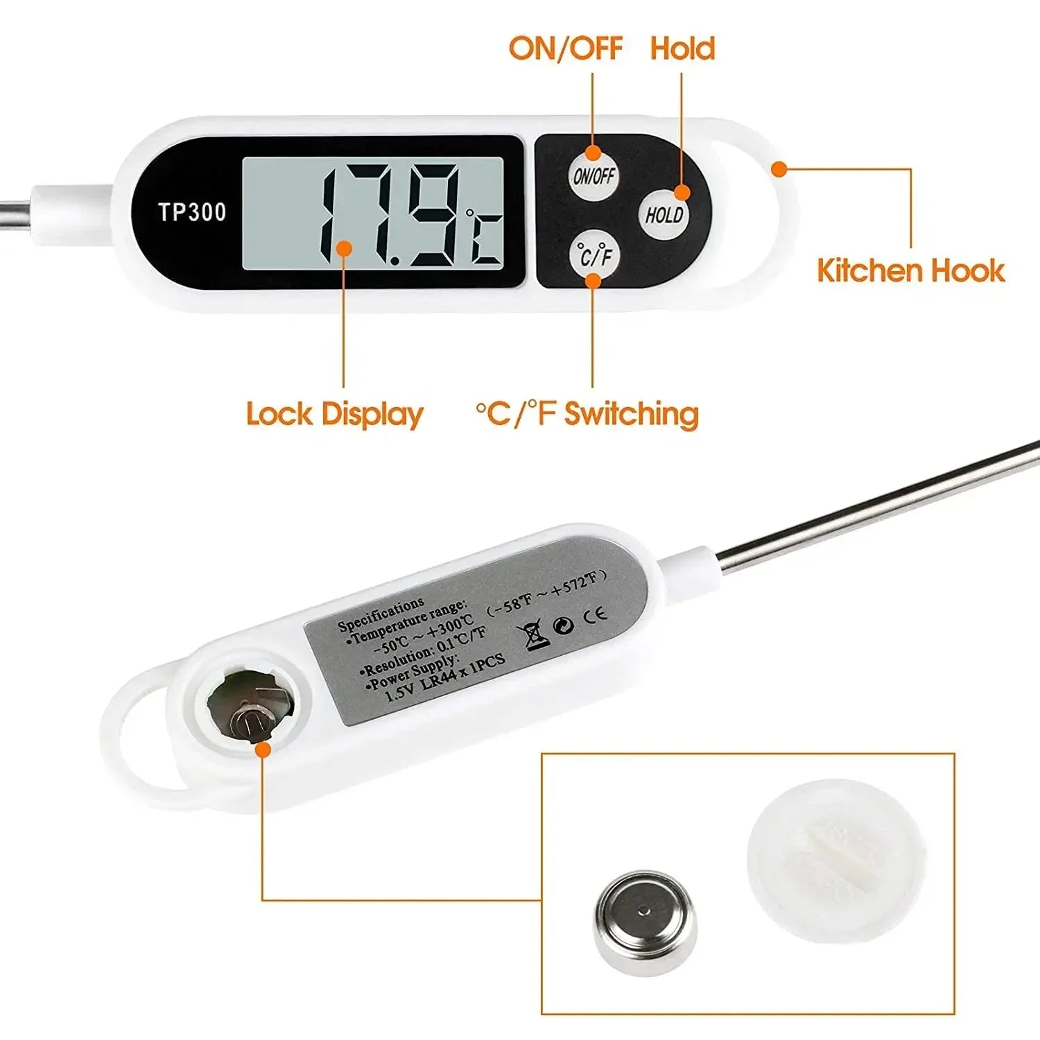 Digital Kitchen Thermometer – Electronic Food & Meat Temperature Measuring Tool with LCD Display