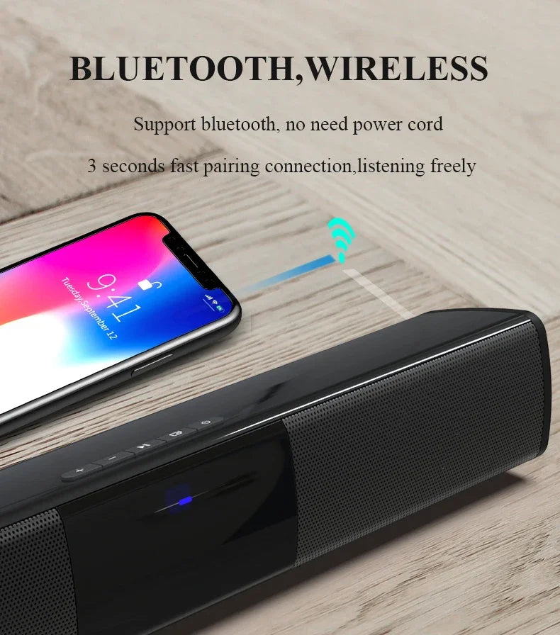 Super Powerful Wireless Bluetooth Sound Bar with Subwoofer & FM Radio