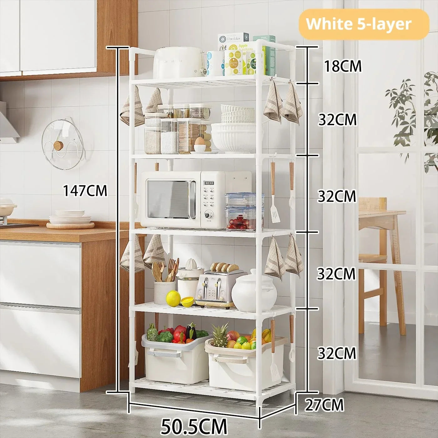 Movable Floor Standing Storage Rack – Multi-Functional Kitchen & Bathroom Shelf