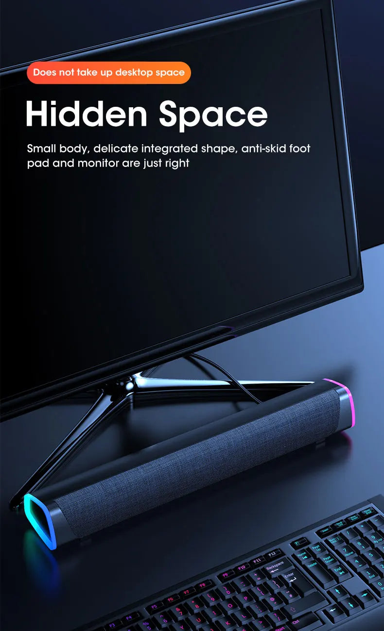 4D Stereo Soundbar with Bluetooth & Subwoofer for PC & MacBook