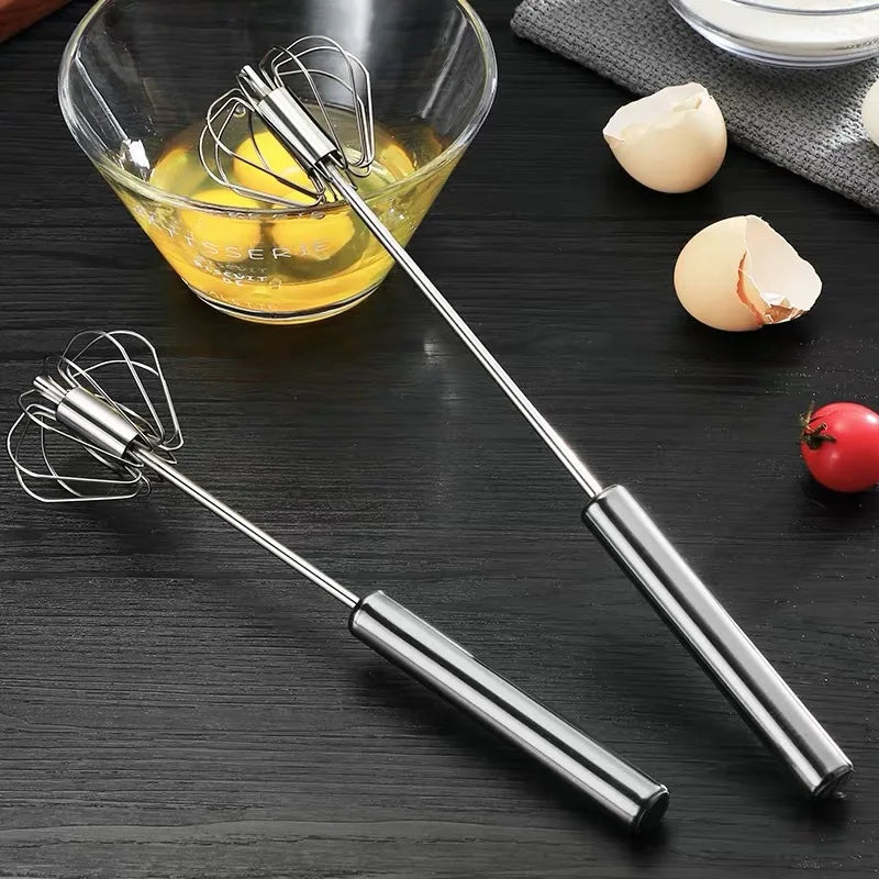 Semi-Automatic Egg Beater – Stainless Steel Hand Mixer Whisk for Cream, Batter & More