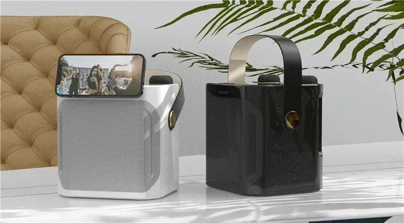 High Power Portable Karaoke Bluetooth Speaker with 2 Mics & 360° Surround