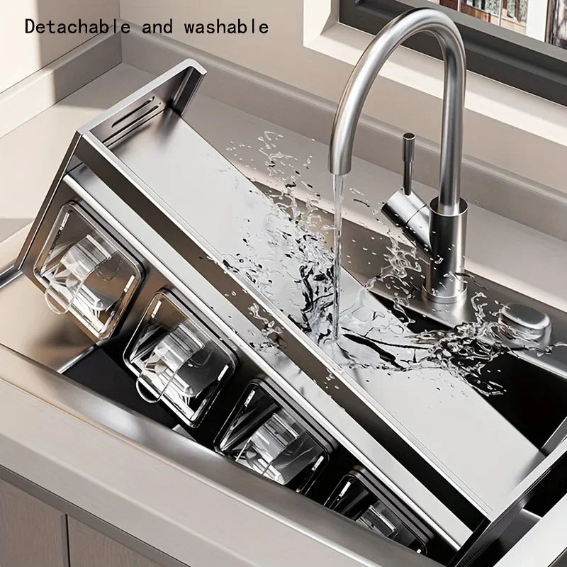 Stainless Steel Wall-Mounted Spice Rack – Multi-Functional Kitchen Organizer