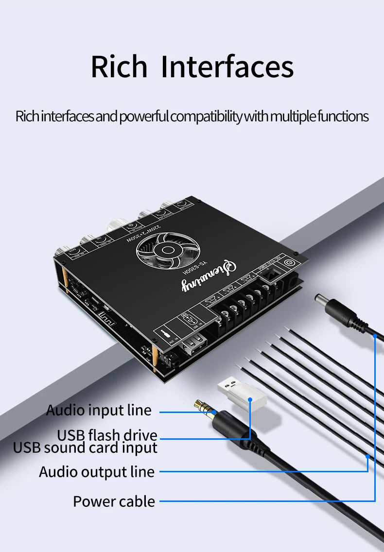 YS-S350H 2.1 Channel Bluetooth 5.1 Amplifier – TPA3251, 220W×2 + 350W Sub Output