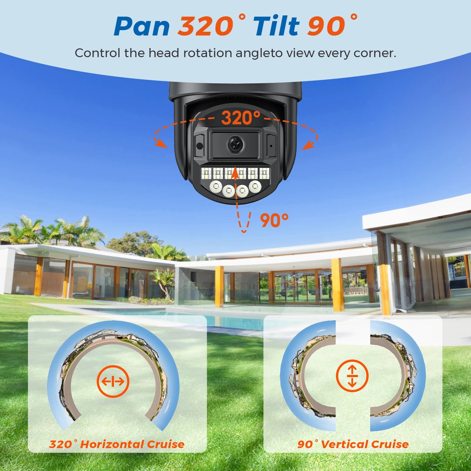 5K Dual-Lens Outdoor PTZ WiFi Camera – 10MP HD AI Tracking CCTV with Audio