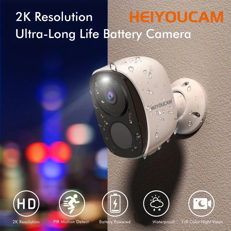 2K 3MP Wireless Outdoor Security Camera – Battery Powered with Spotlight & Siren