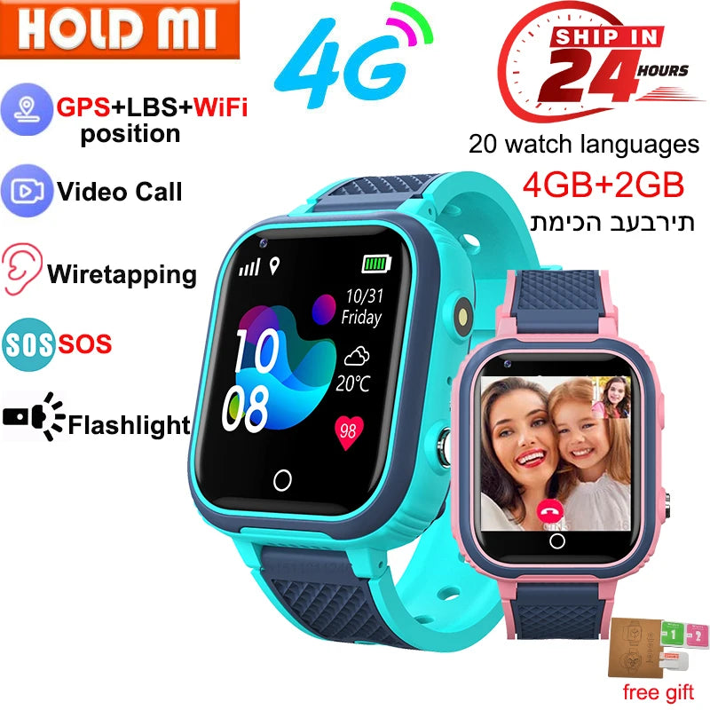 LT21 4G Kids Smartwatch – GPS Tracker, Video Call, SOS, IP67 Waterproof, WiFi, Camera, Phone Watch for Children