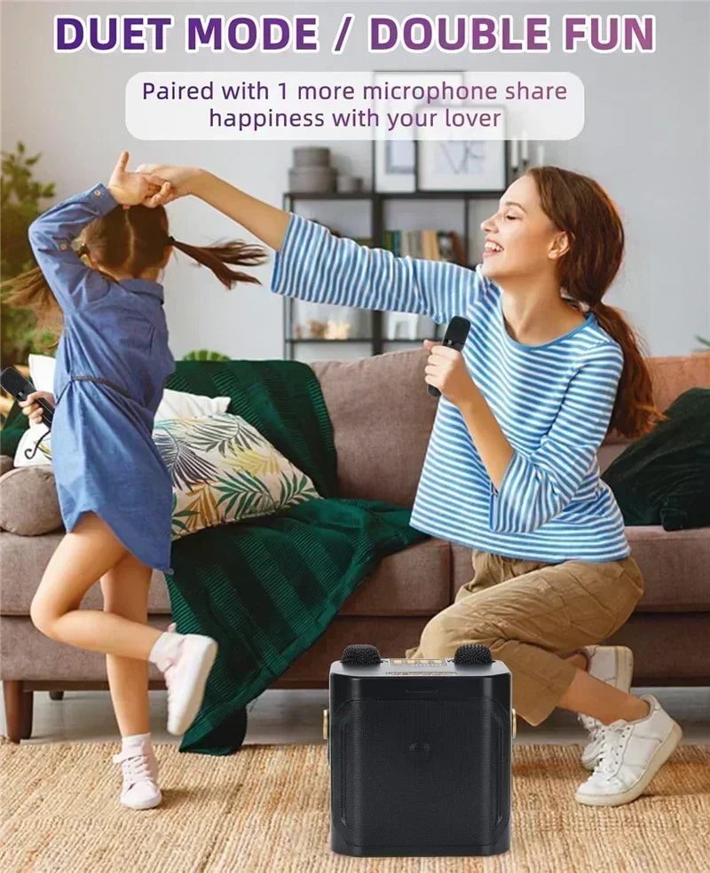 High Power Portable Karaoke Bluetooth Speaker with 2 Mics & 360° Surround