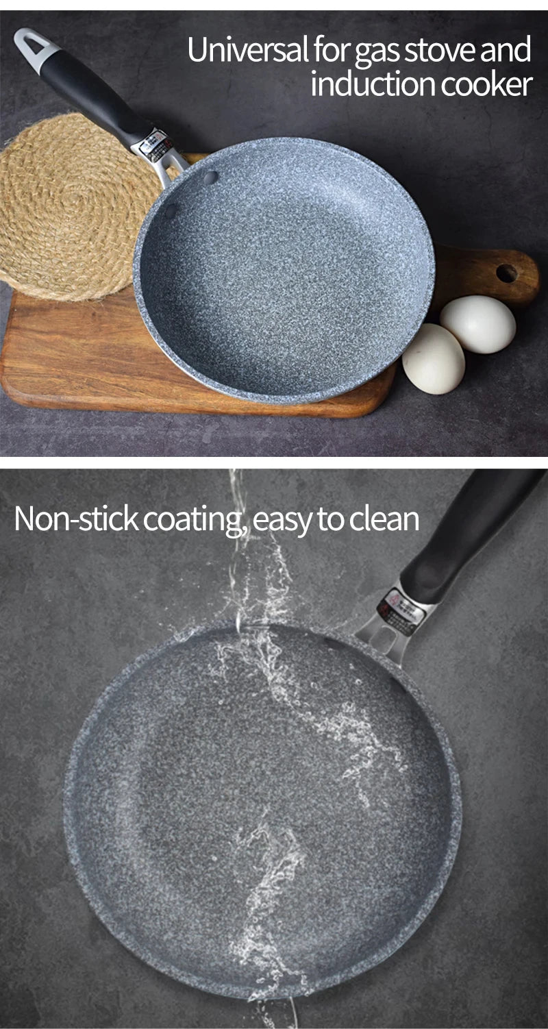 Durable Stone Non-Stick Frying Pan – 20–28cm Skillet for Gas & Induction Cookers