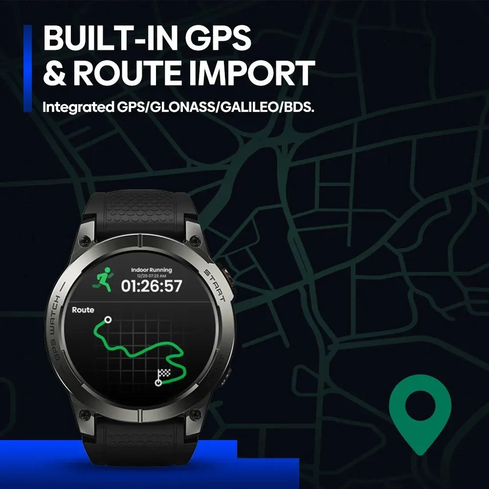 Zeblaze Stratos 3 PRO GPS Smartwatch – 1.43” HD AMOLED, Bluetooth Calls