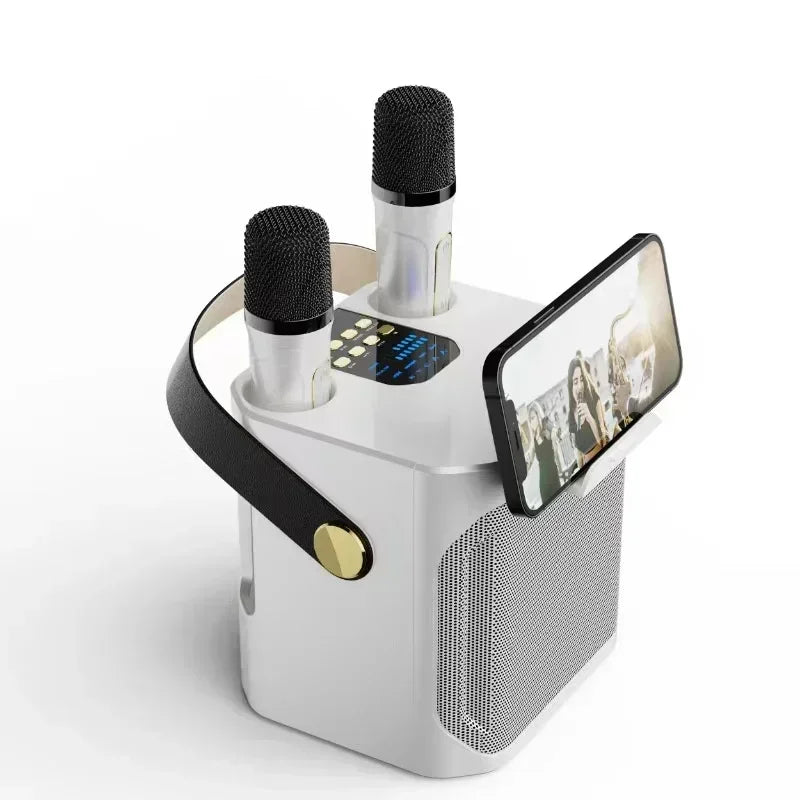 High Power Portable Karaoke Bluetooth Speaker with 2 Mics & 360° Surround