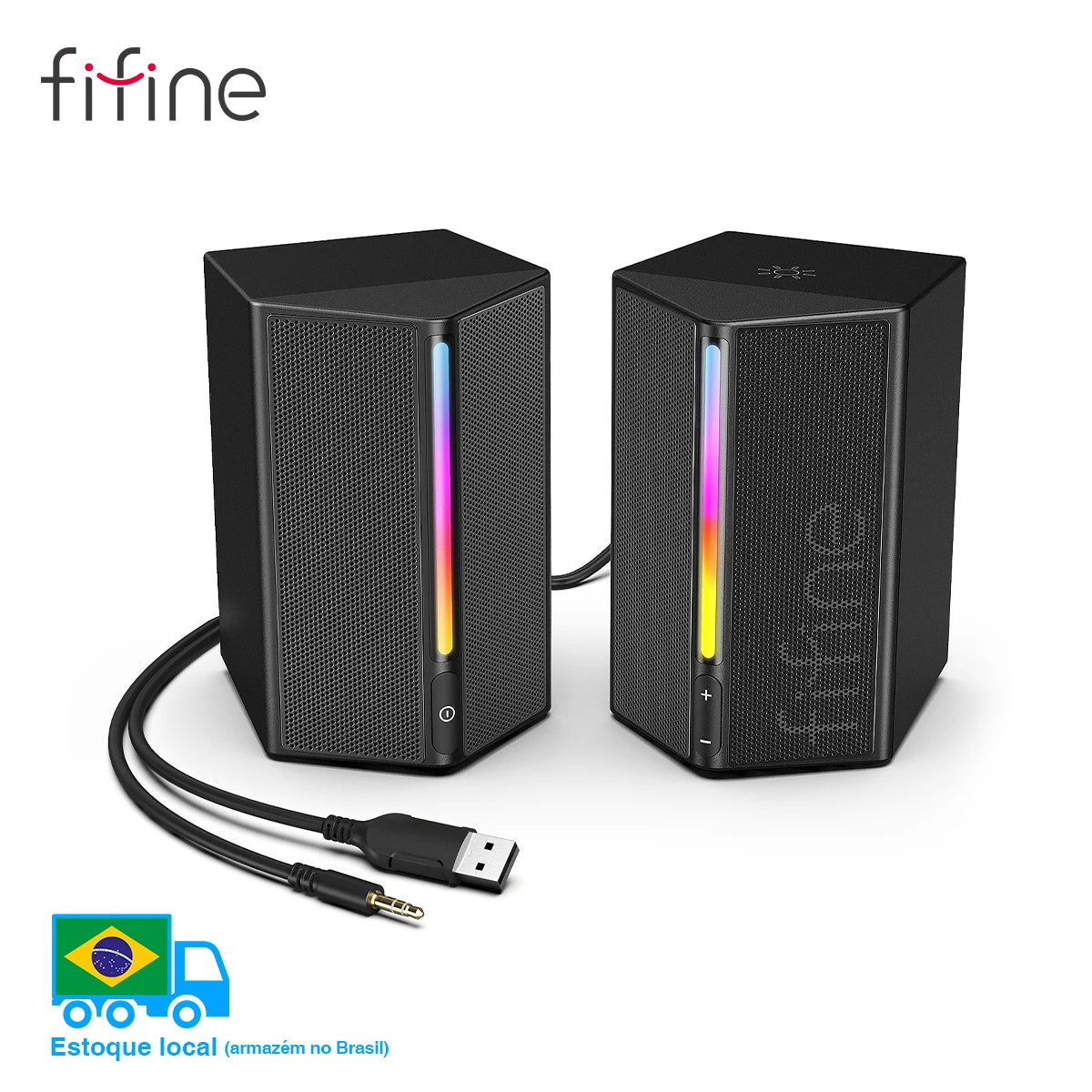 FIFINE Ampligame A20 Gaming Sound Box – USB RGB Stereo Speaker with Volume Control