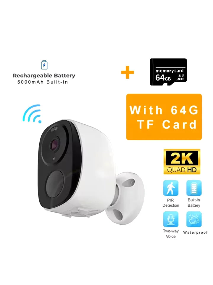 2K 3MP Wireless Outdoor Security Camera – Battery Powered with Spotlight & Siren