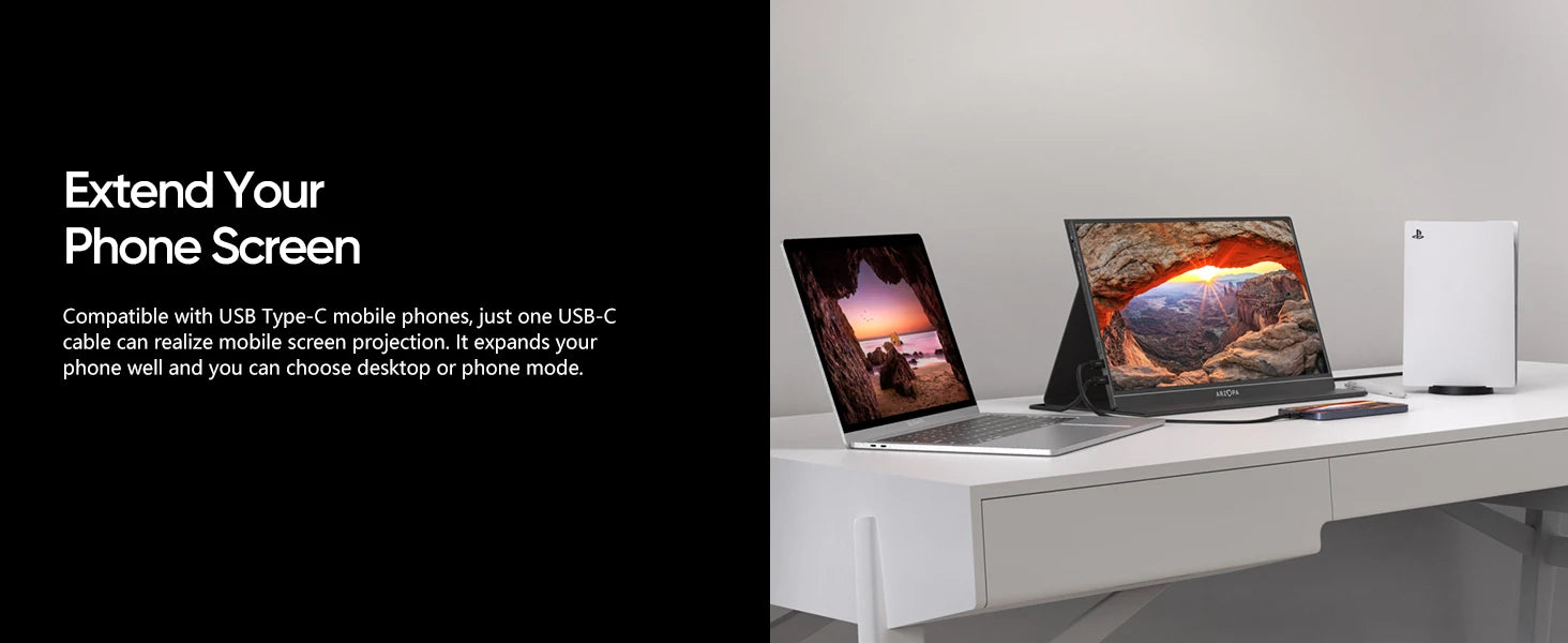 Arzopa 15.6" FHD Portable Monitor – 1080P HDMI/USB Display for Laptop, PC, Console