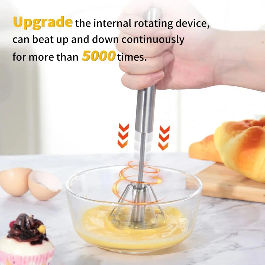 Semi-Automatic Egg Beater – Stainless Steel Hand Mixer Whisk for Cream, Batter & More