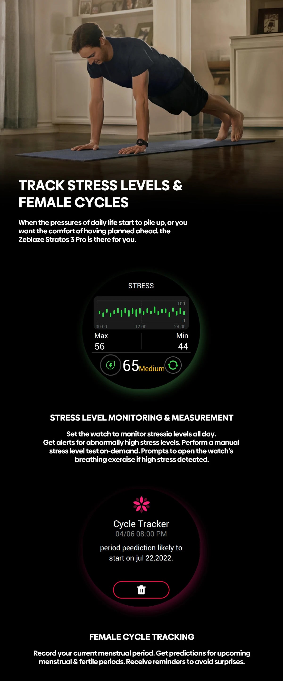 Zeblaze Stratos 3 PRO GPS Smartwatch – 1.43” HD AMOLED, Bluetooth Calls