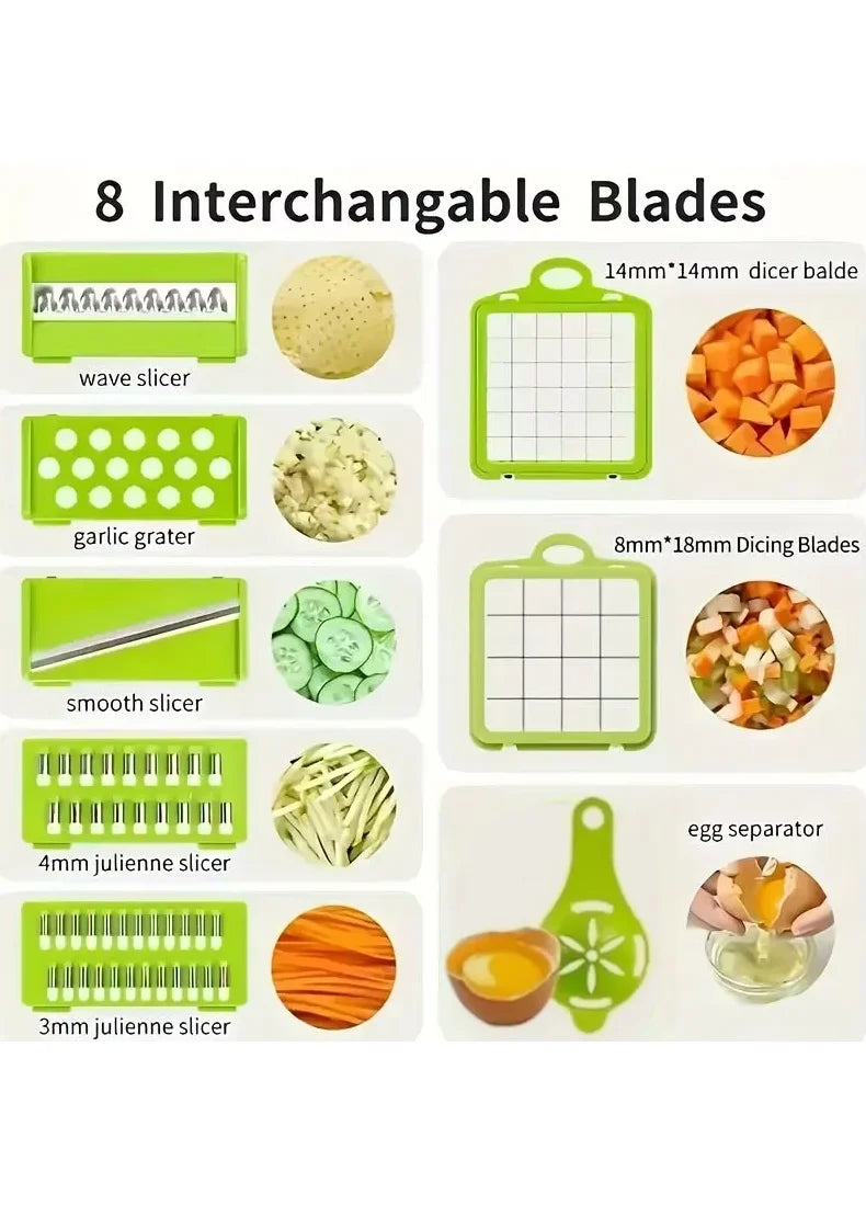 14/16 IN 1 Multi-Function Vegetable Food Chopper – Slicer, Grater, Cutter, Shredder Kitchen Tool for Tomato, Carrot, Cheese, Onion & More