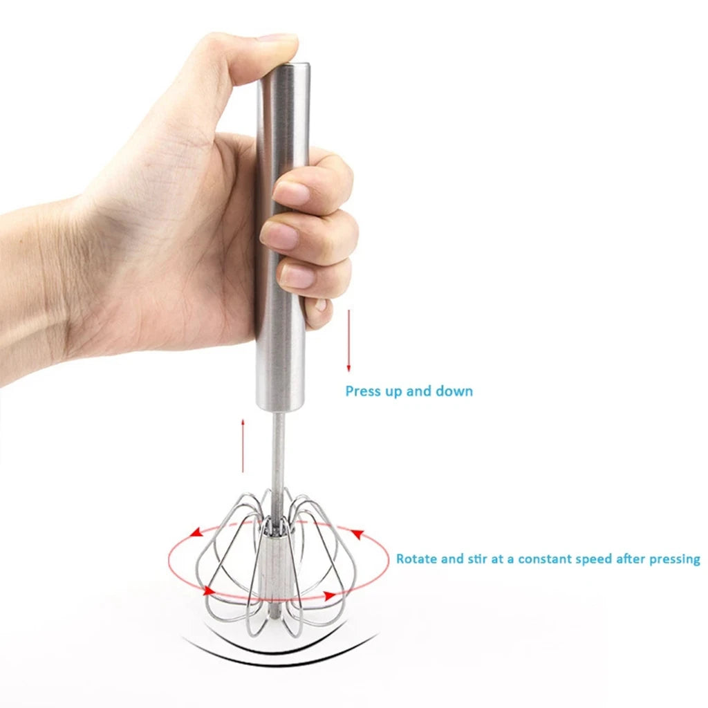 Semi-Automatic Egg Beater – Stainless Steel Hand Mixer Whisk for Cream, Batter & More