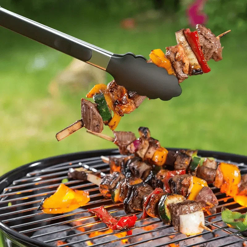 3 Size Available Heavy Duty Stainless Steel Kitchen Tongs with Silicone Tips High Heat Resistant Locking Design Secure Grip