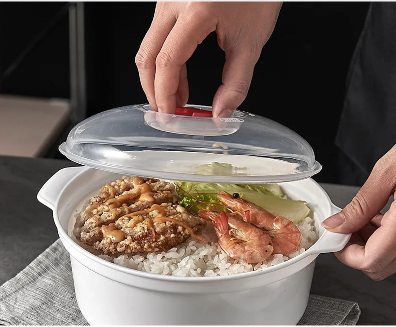 Microwave-Safe Heating & Storage Bowl – Plastic Food Container with Lid for Steamed Buns, Instant Noodles & Leftovers