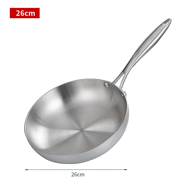 304 Stainless Steel Frying Pan – Uncoated Non-Stick Cookware for Gas & Induction Stoves
