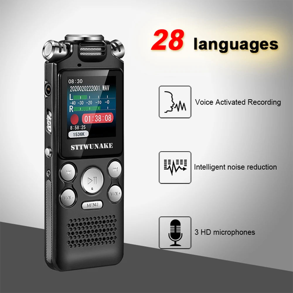Professional Voice Activated Digital Audio Recorder – 8GB/16GB/32GB, Noise Cancelling & PCM Support