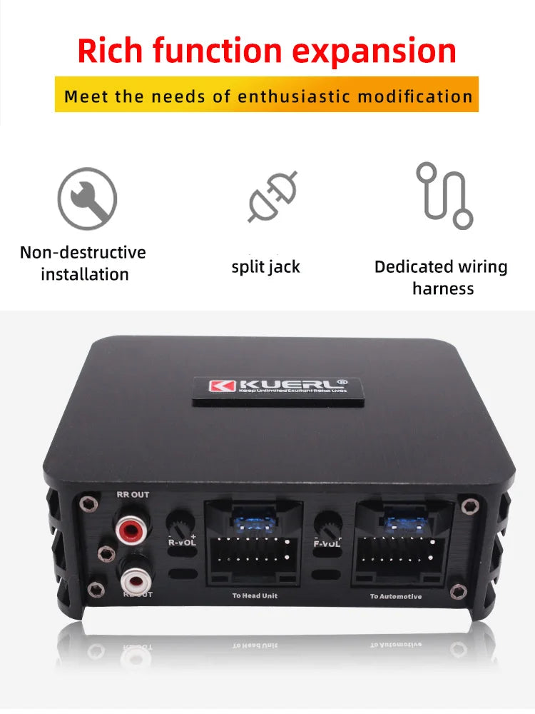 4×60W DSP Car Audio Amplifier – Class AB, Non-Destructive Install, Android Screen Compatible