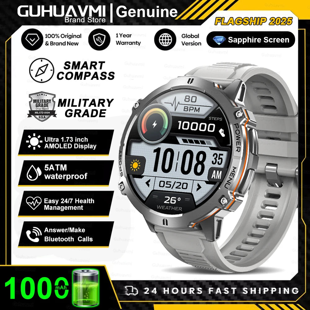 T-Rex 3 Military Grade Smartwatch – 1000mAh Battery, 10ATM Waterproof, GPS, AMOLED, Call Support