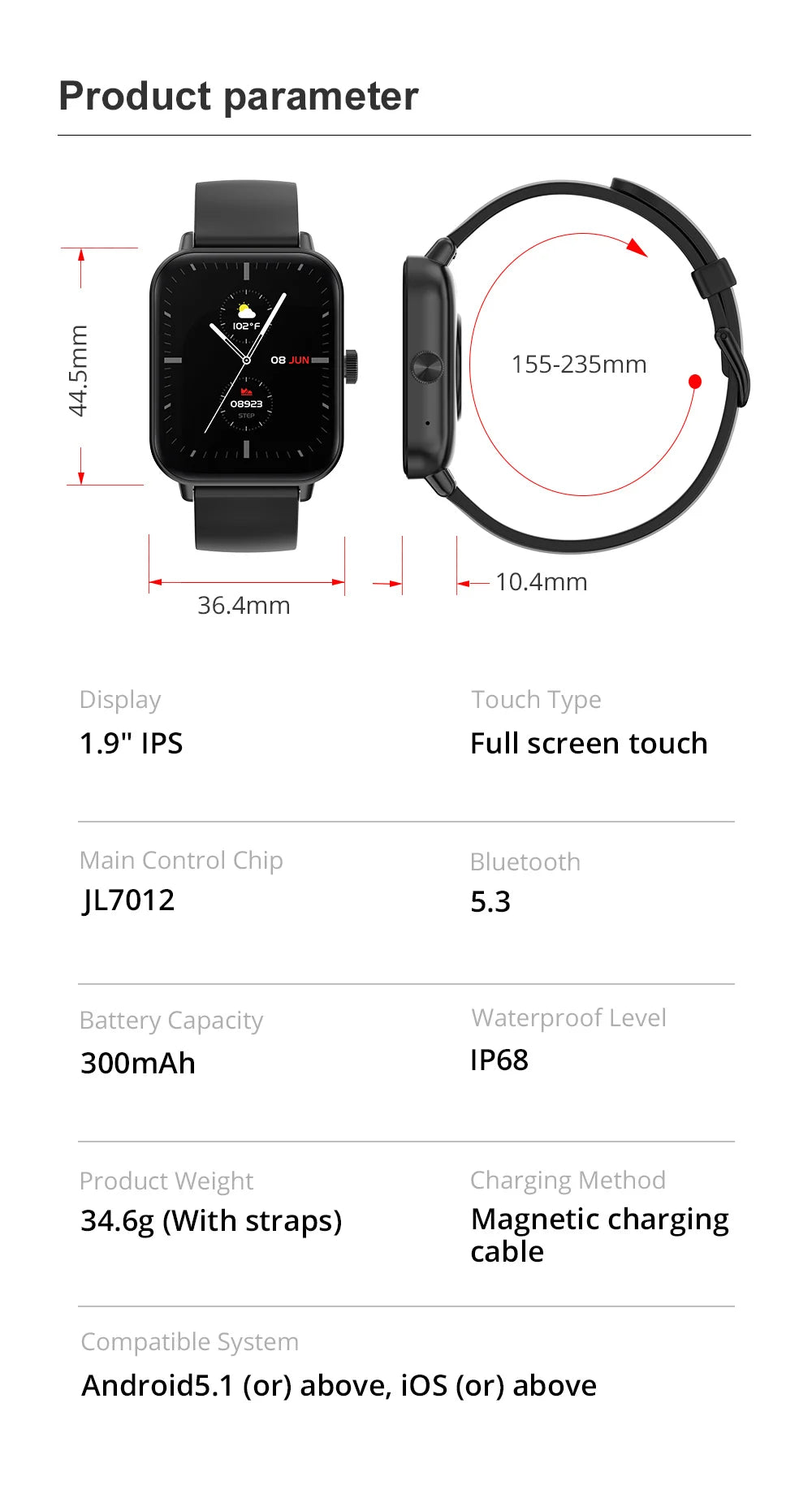 COLMI P81 Smart Watch – 1.9" Screen, Voice Calling & 24H Health Monitor