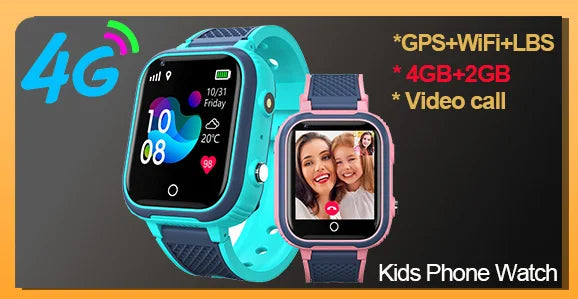 LT21 4G Kids Smartwatch – GPS Tracker, Video Call, SOS, IP67 Waterproof, WiFi, Camera, Phone Watch for Children