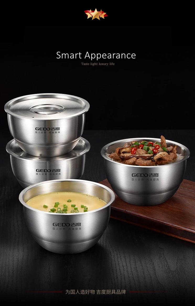 LFGB Certified 304 Stainless Steel Egg Custard Steamer – Ultra Thick & Durable Food Steaming Bowl for Kitchen