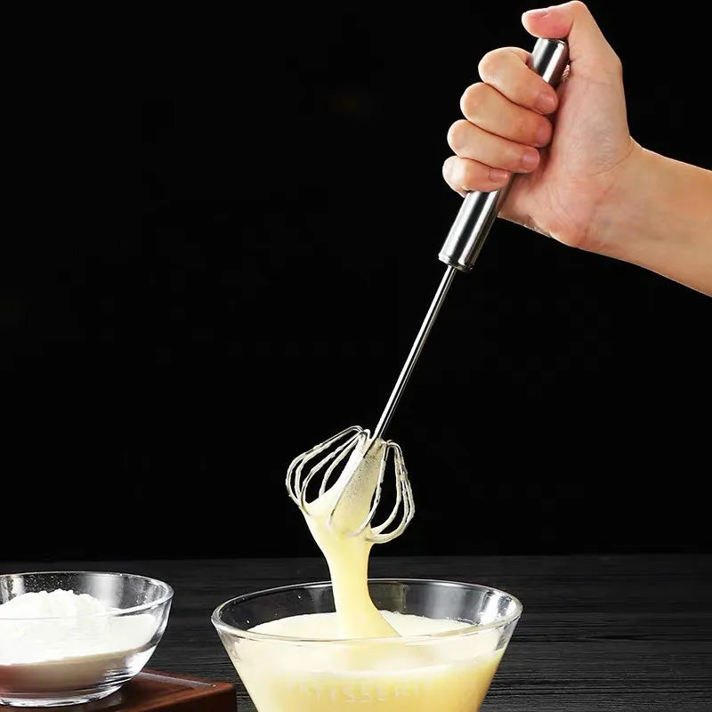 Semi-Automatic Egg Beater – Stainless Steel Hand Mixer Whisk for Cream, Batter & More