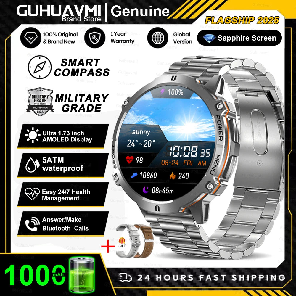 T-Rex 3 Military Grade Smartwatch – 1000mAh Battery, 10ATM Waterproof, GPS, AMOLED, Call Support
