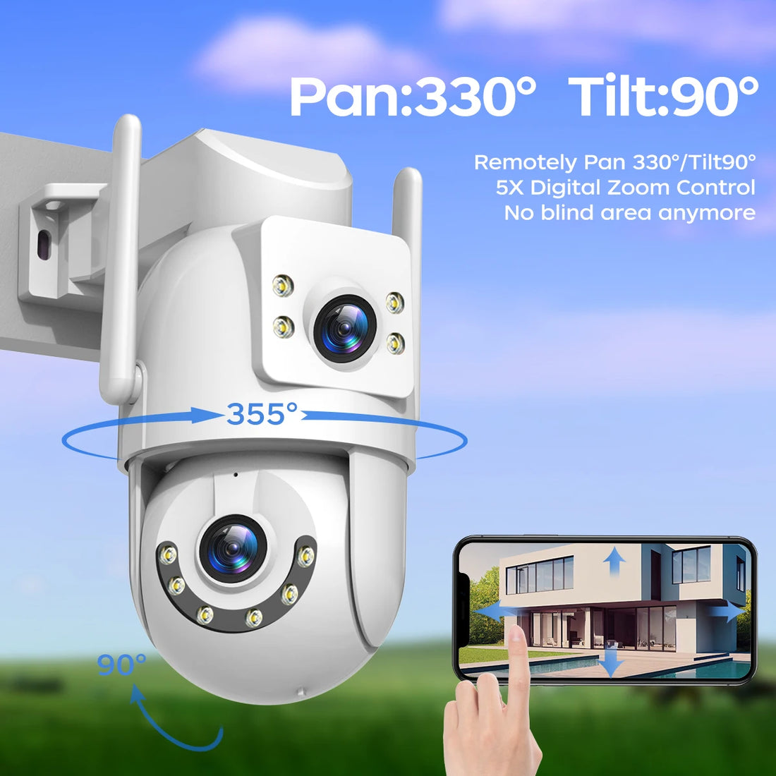 Jooan 4K 8MP Dual-Lens Outdoor WiFi PTZ Security Camera – 5X Zoom, 5G WiFi, AI Auto Tracking, ONVIF, Night Vision, CCTV IP Camera