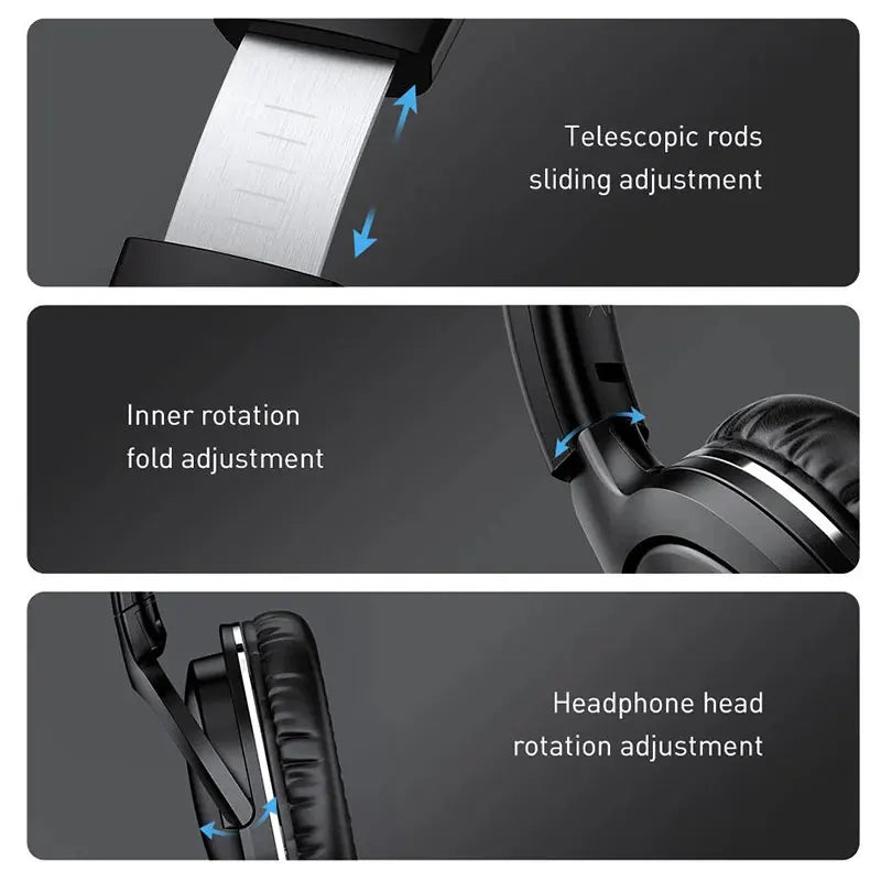 Baseus D02 Pro Wireless Headphones – HiFi Bluetooth Foldable Headset with Audio Cable