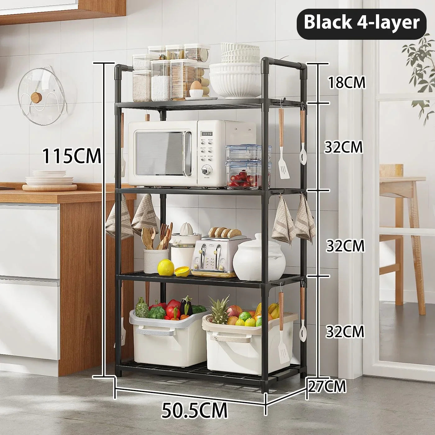 Movable Floor Standing Storage Rack – Multi-Functional Kitchen & Bathroom Shelf